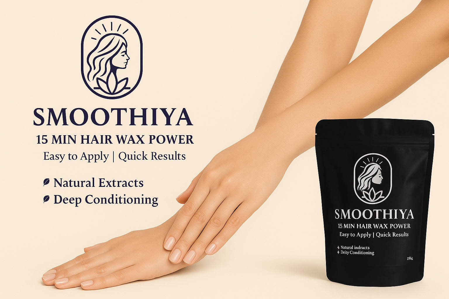 Smoothiya Hair Wax Banner - Hands Focus